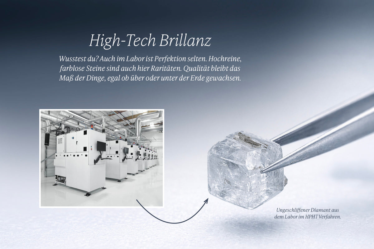 Herstellung eines Lab Grown Diamonds im Labor mit Darstellung des Wachstumsprozesses