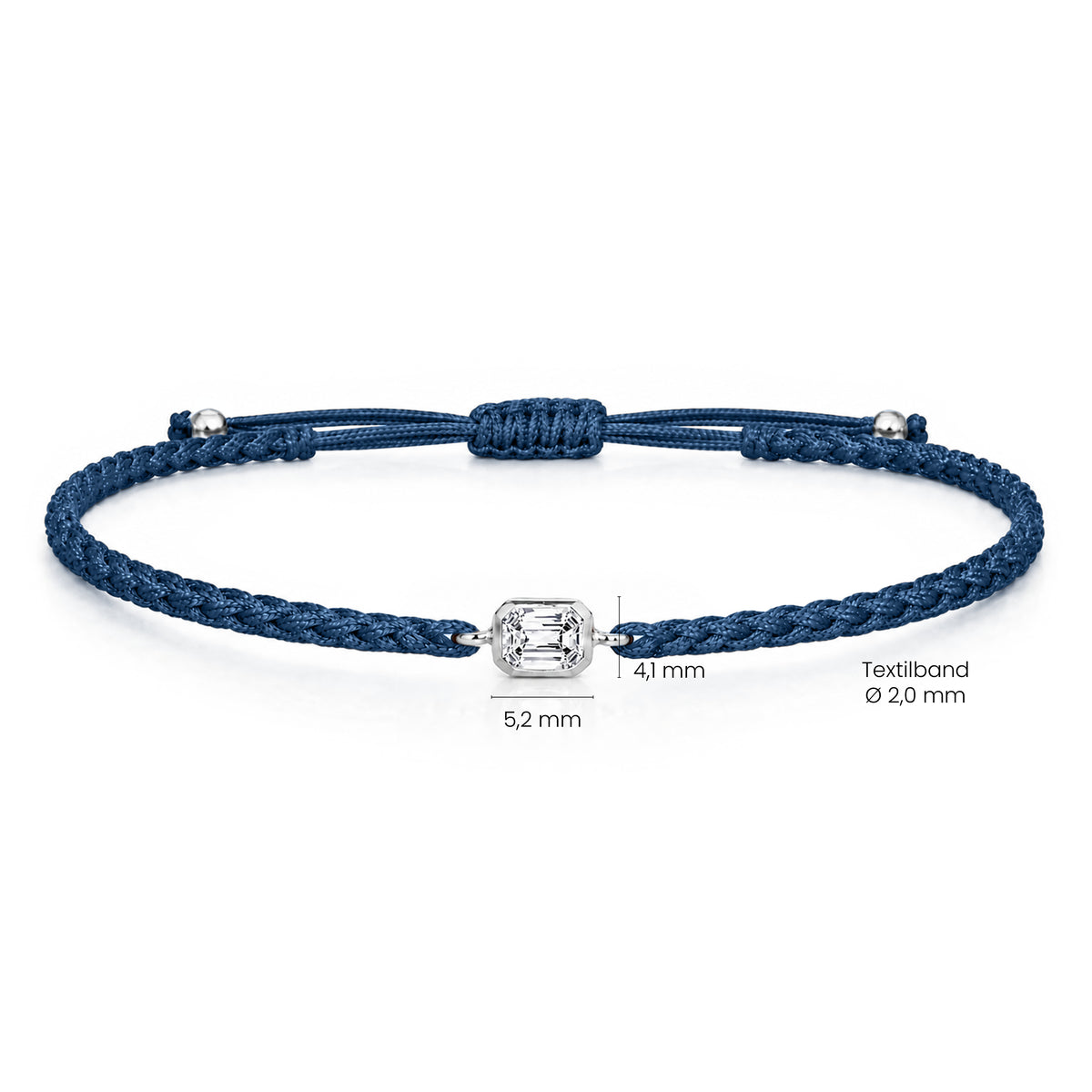 ELARA Textilarmband dunkelblau mit 0.20 ct. Lab Grown Diamond