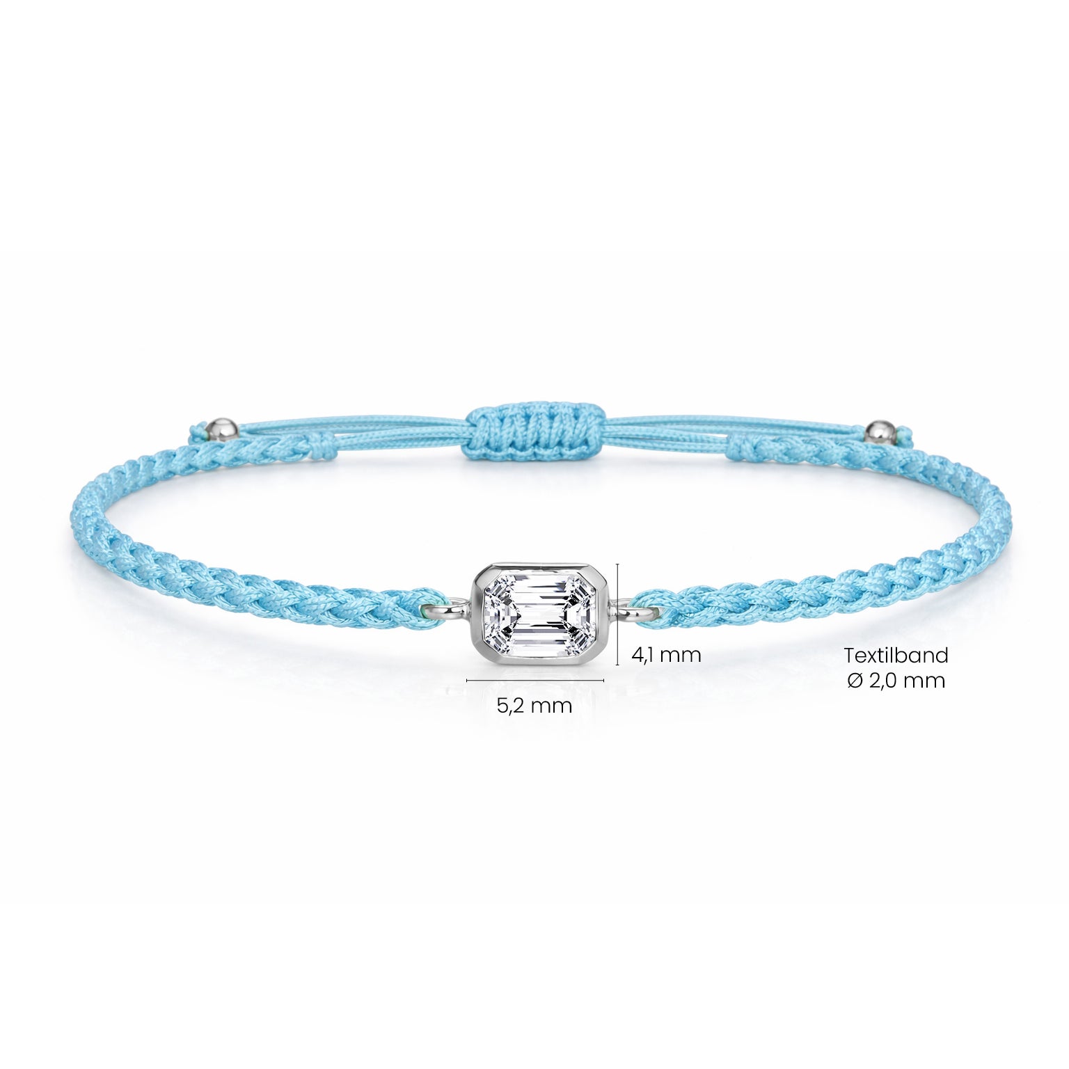 ELARA Textilarmband hellblau mit 0.20 ct. Lab Grown Diamond