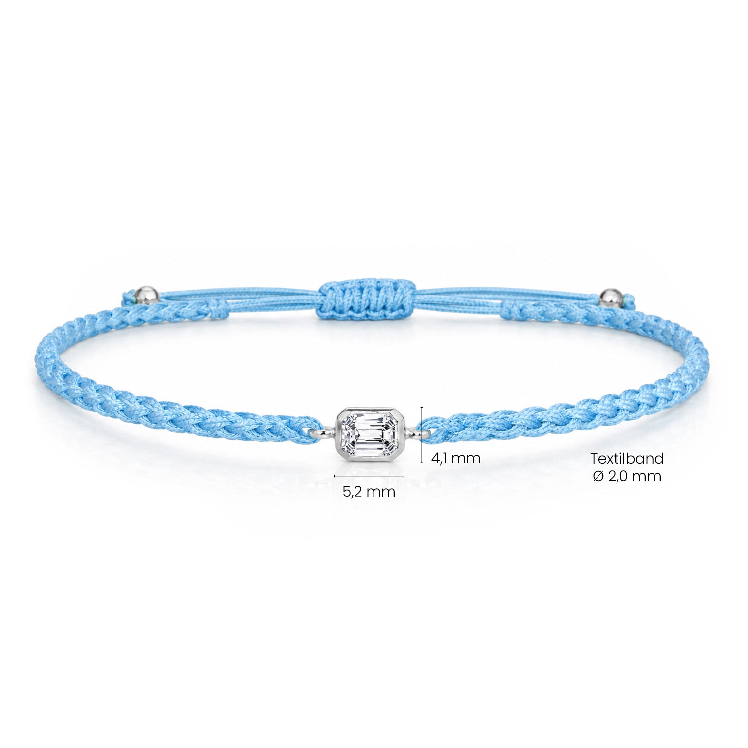 ELARA Textilarmband hellblau mit 0.20 ct. Lab Grown Diamond