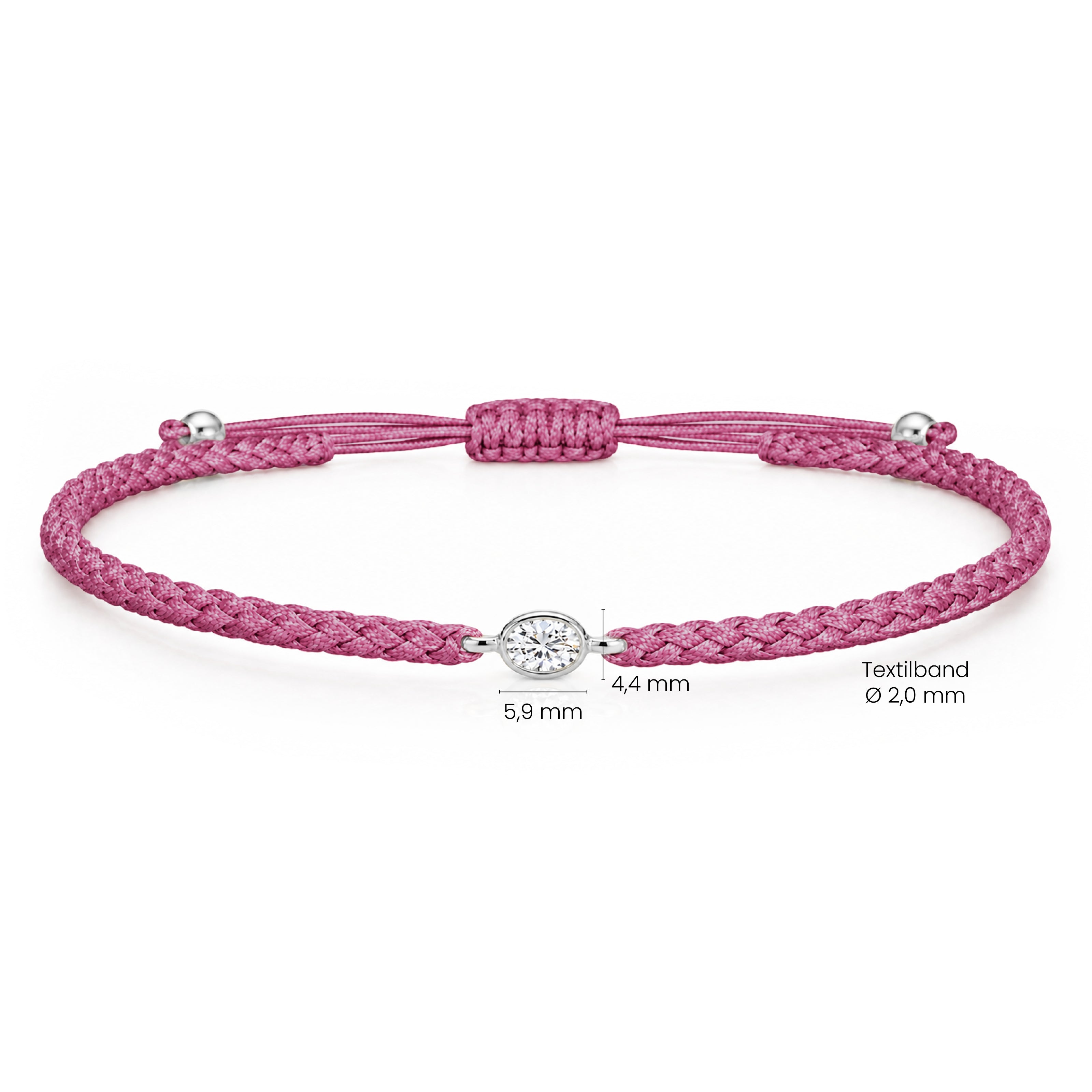 ORELIA Textilarmband berry mit 0.20 ct. Lab Grown Diamond