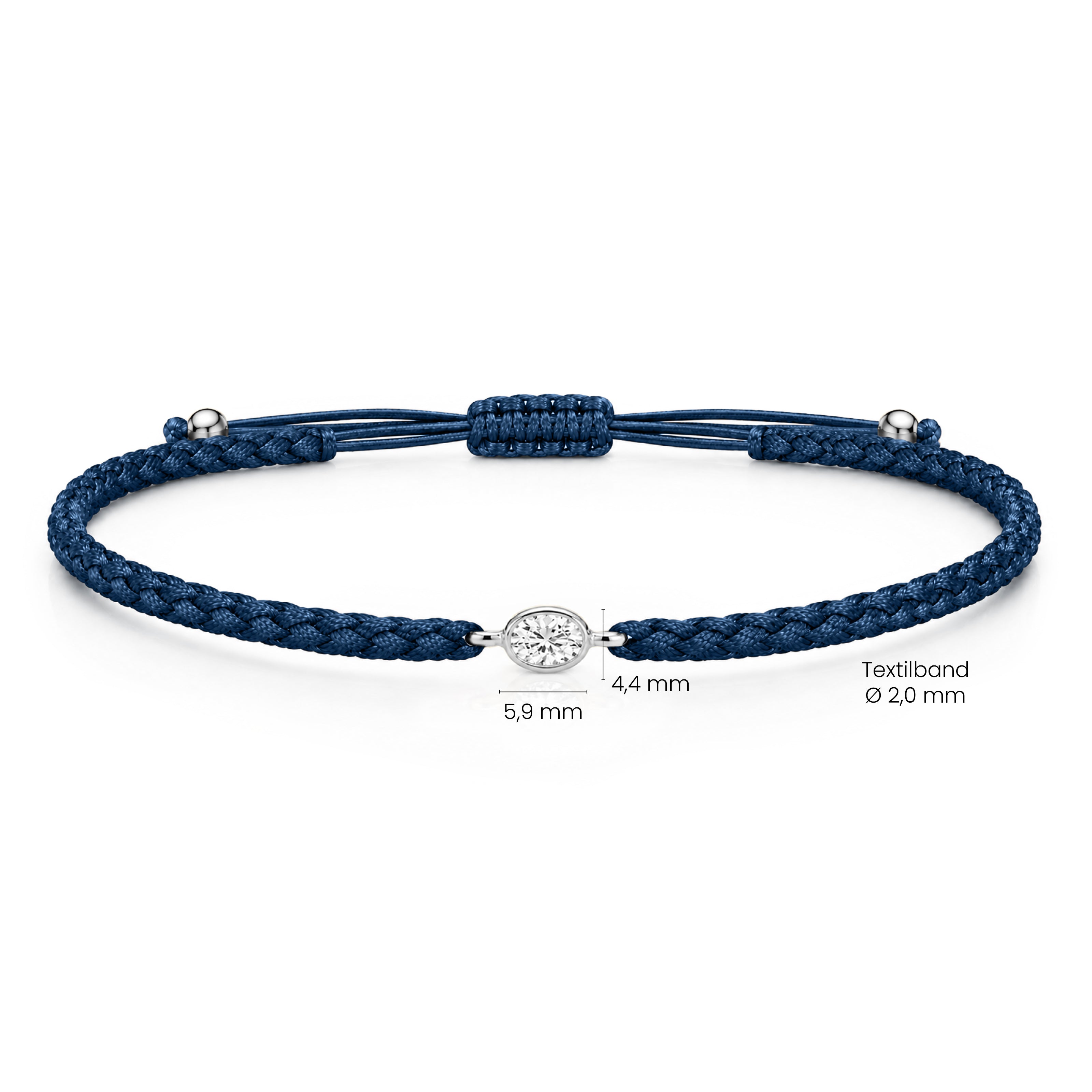 ORELIA Textilarmband dunkelblau mit 0.20 ct. Lab Grown Diamond