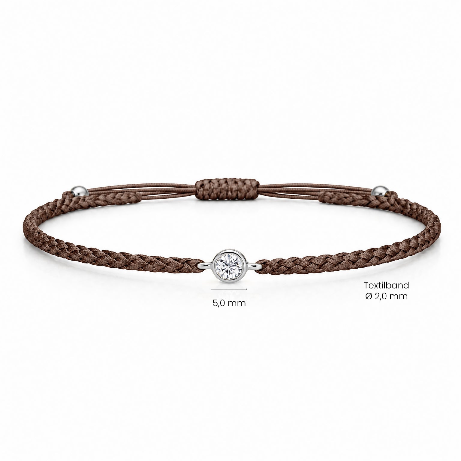 SOLEA Textilarmband braun mit 0.20 ct. Lab Grown Diamond
