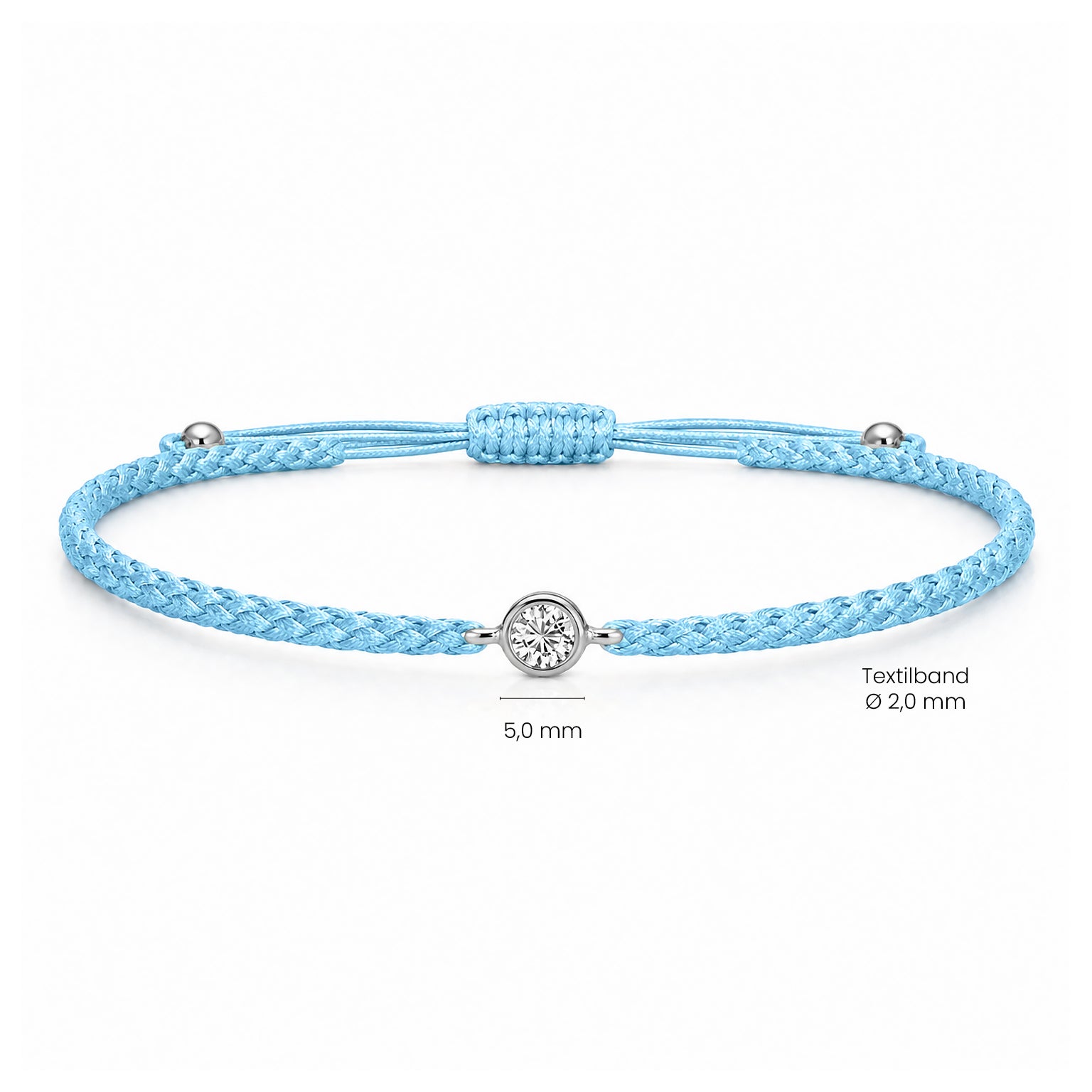 SOLEA Textilarmband hellblau mit 0.20 ct. Lab Grown Diamond
