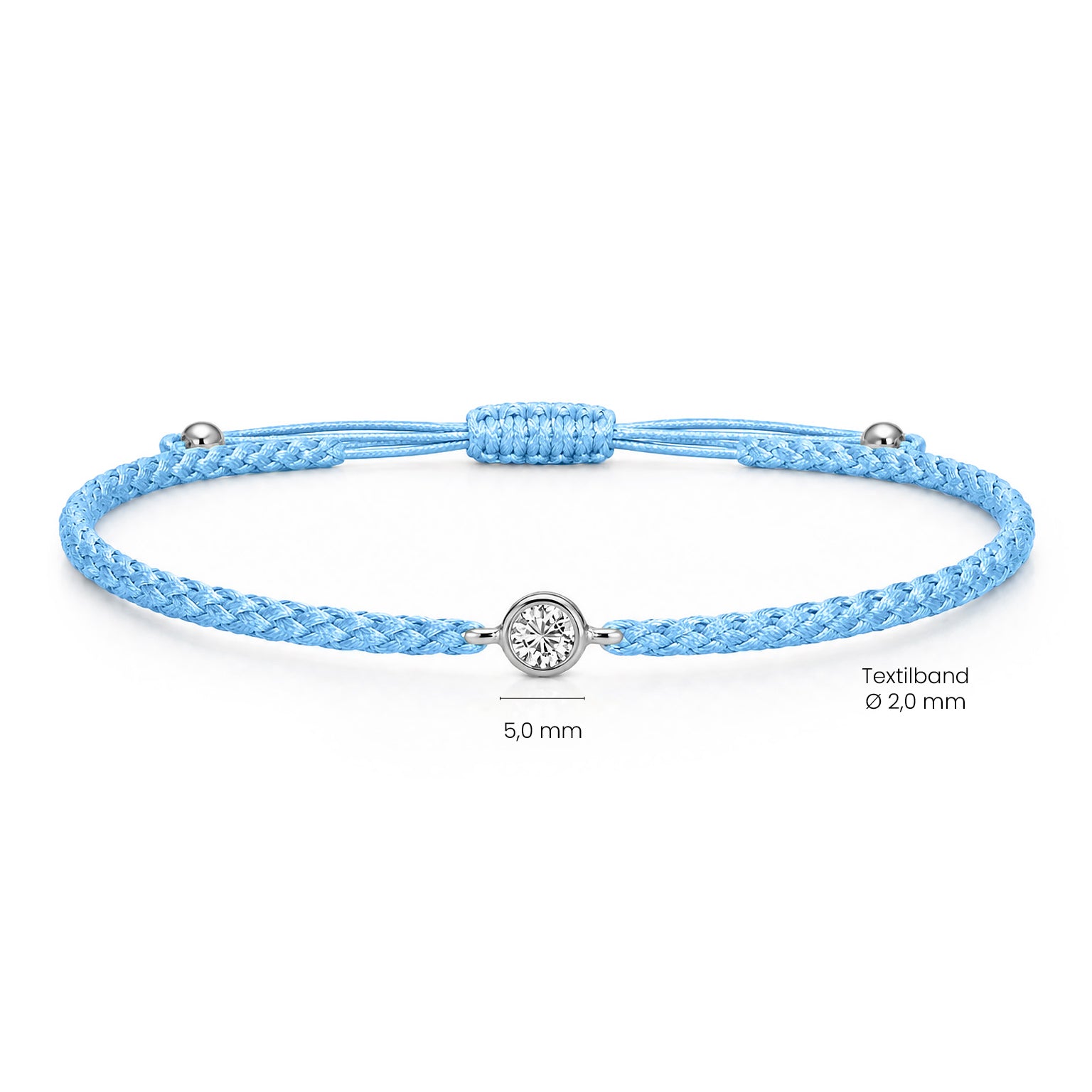 SOLEA Textilarmband hellblau mit 0.20 ct. Lab Grown Diamond