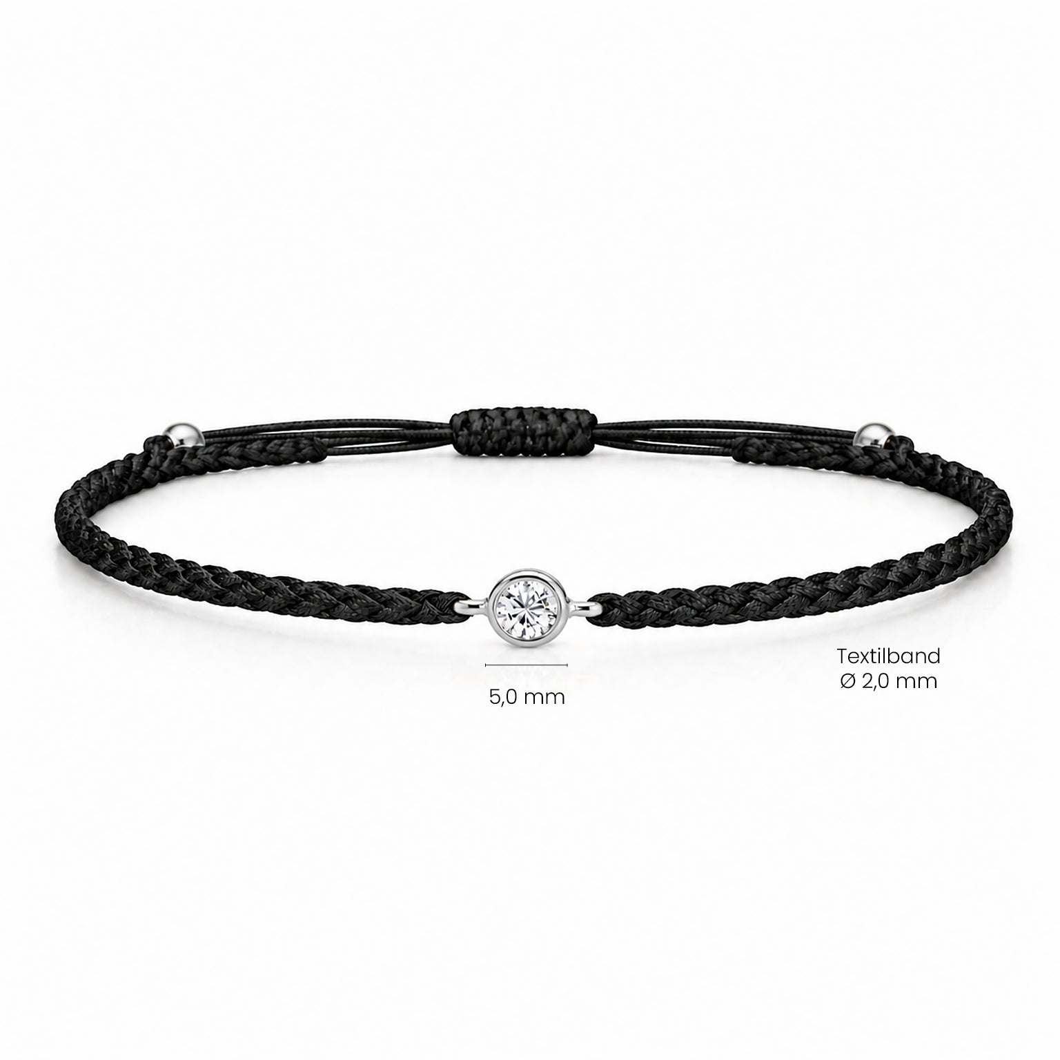 SOLEA Textilarmband schwarz mit 0.20 ct. Lab Grown Diamond