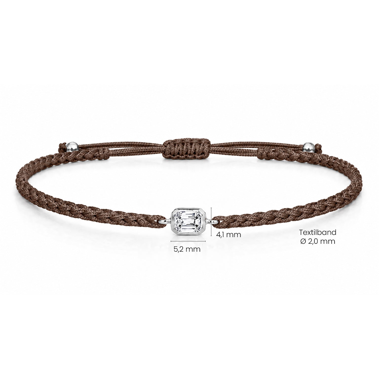 ELARA Textilarmband braun mit 0.20 ct. Lab Grown Diamond