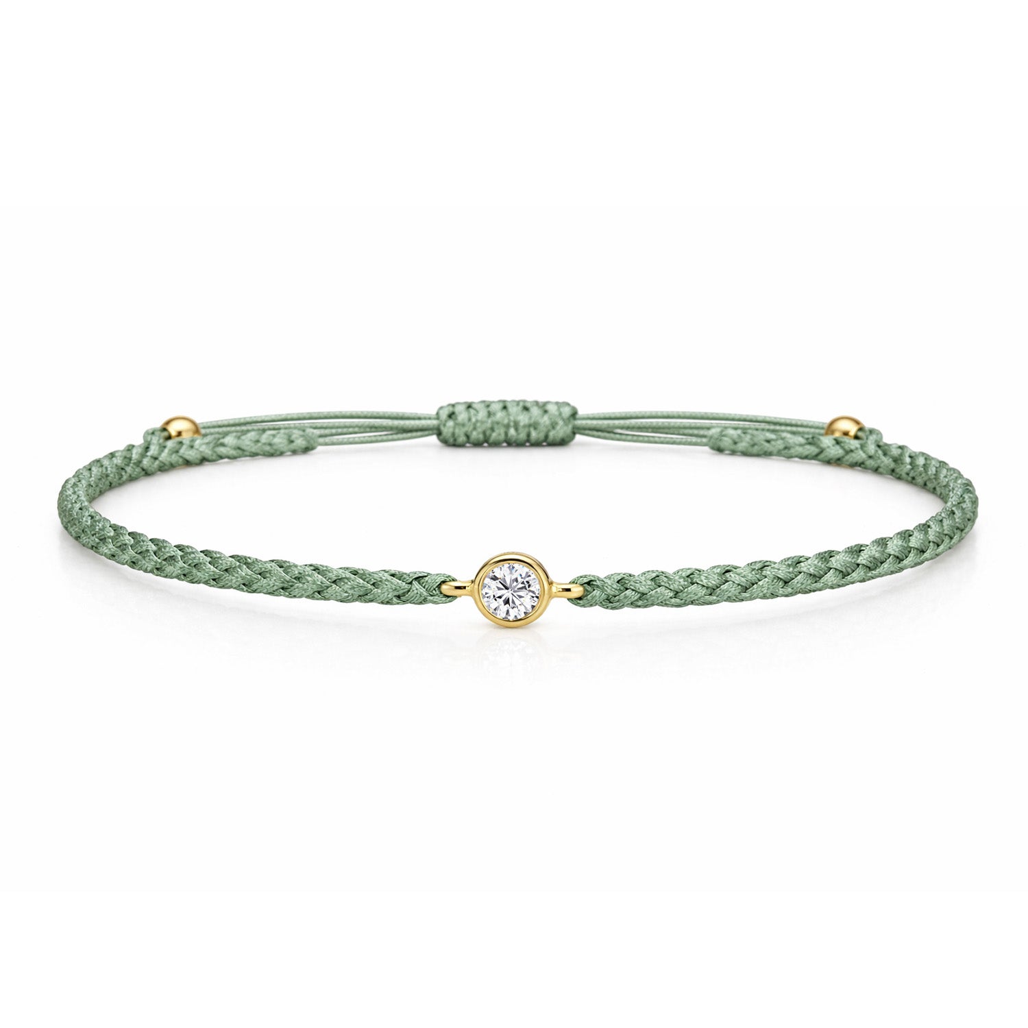 SOLEA Textilarmband grün mit 0.20 ct. Lab Grown Diamond