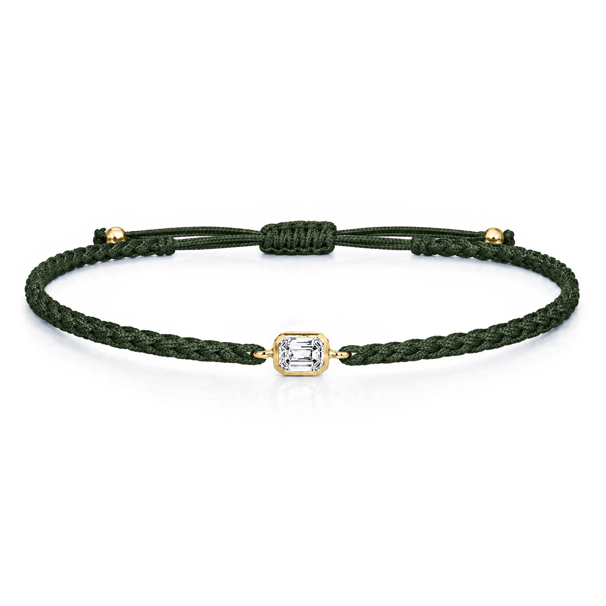 ELARA Textilarmband dunkelgrün mit 0.20 ct. Lab Grown Diamond