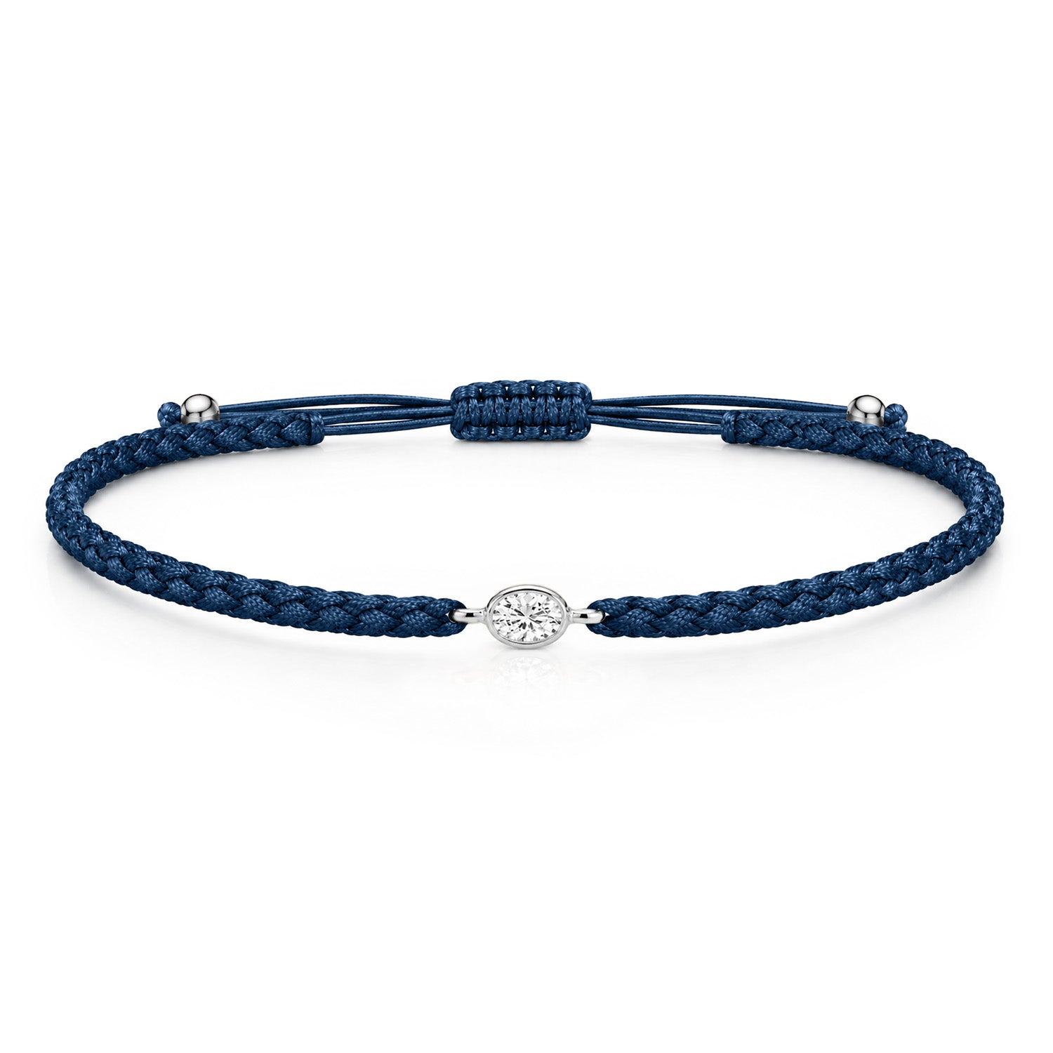 ORELIA Textilarmband dunkelblau mit 0.20 ct. Lab Grown Diamond