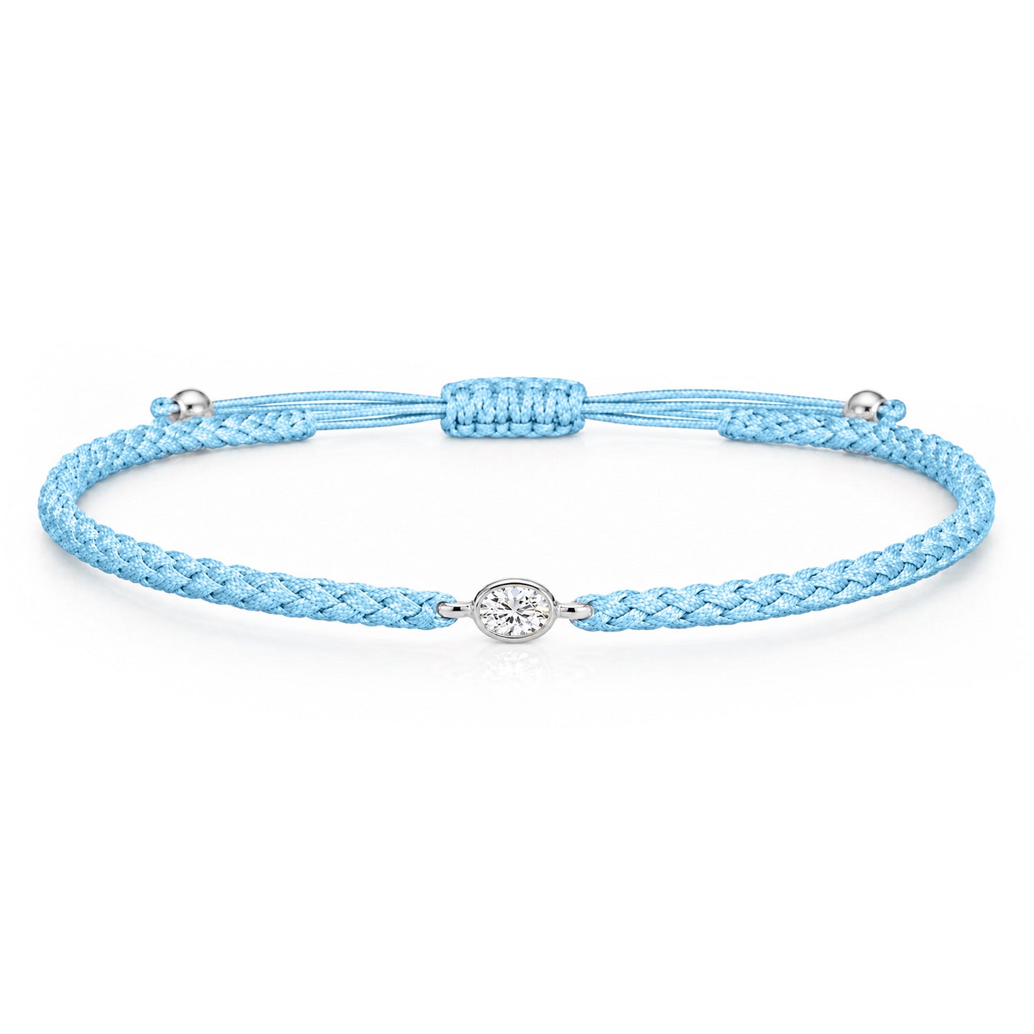 ORELIA Textilarmband hellblau mit 0.20 ct. Lab Grown Diamond