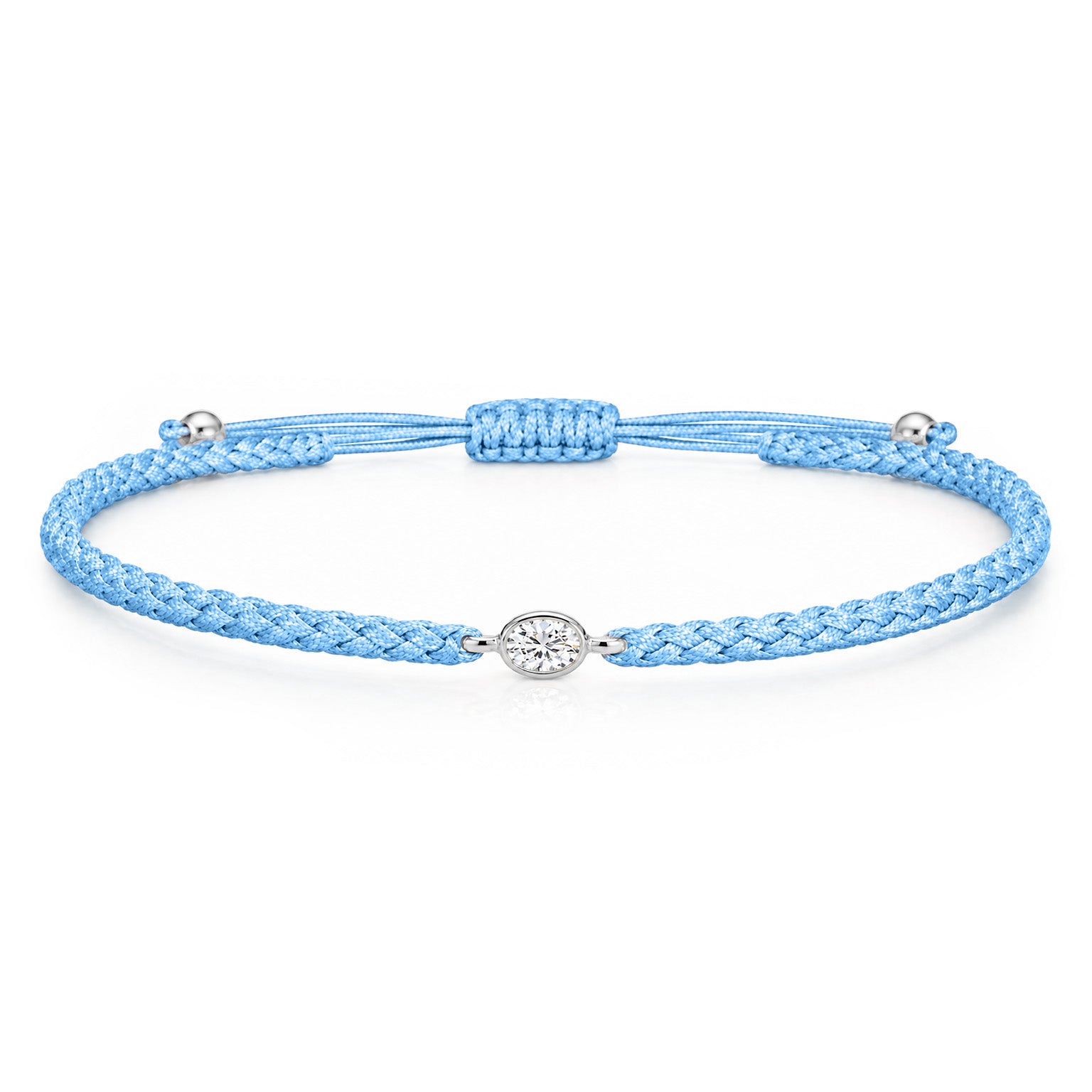 ORELIA Textilarmband hellblau mit 0.20 ct. Lab Grown Diamond