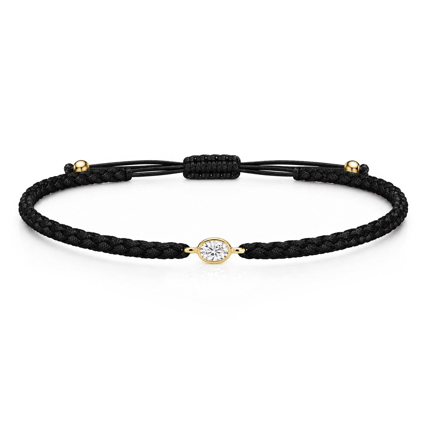 ORELIA Textilarmband schwarz mit 0.20 ct. Lab Grown Diamond