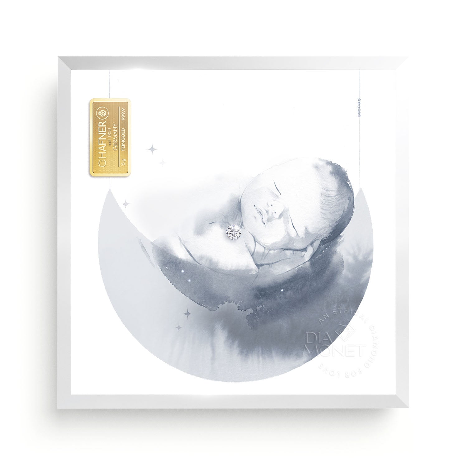 THE PRESENT "Babymoon" im Aluminium Rahmen silberweiß