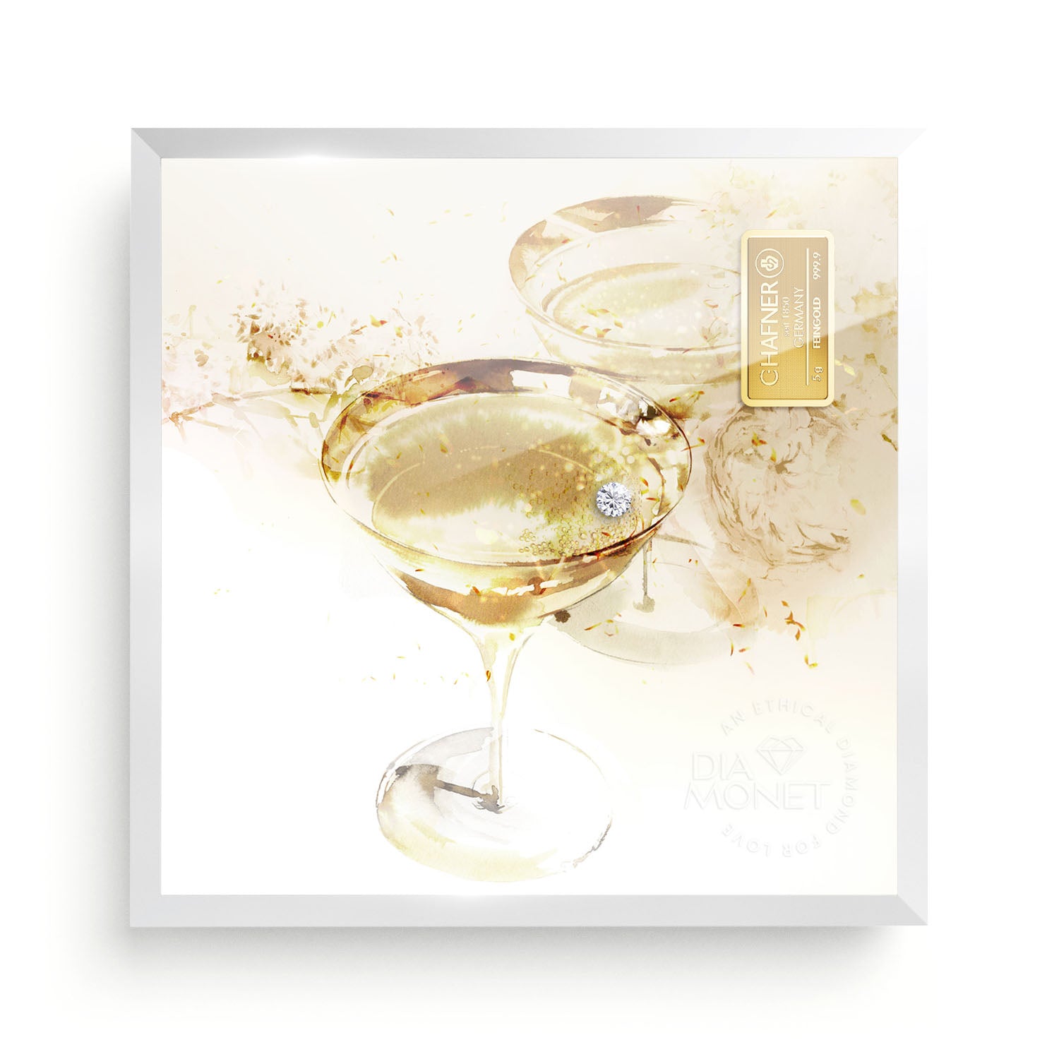 THE PRESENT "Cheers to You" im Aluminium Rahmen silberweiß