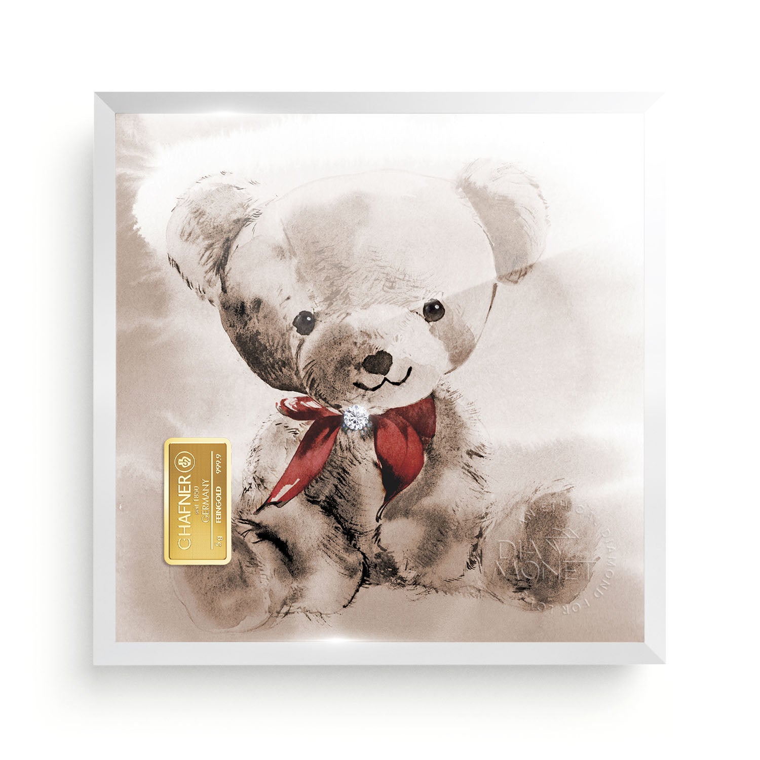 THE PRESENT "Teddy" im Aluminium Rahmen silberweiß