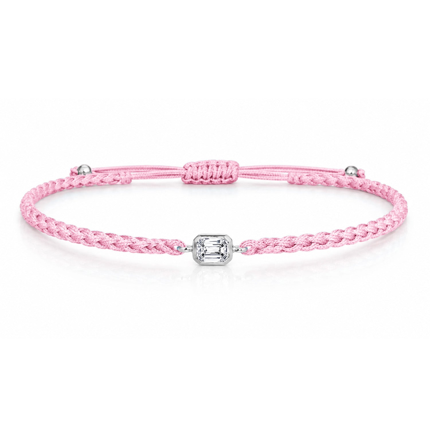 ELARA Textilarmband rosa mit 0.20 ct. Lab Grown Diamond