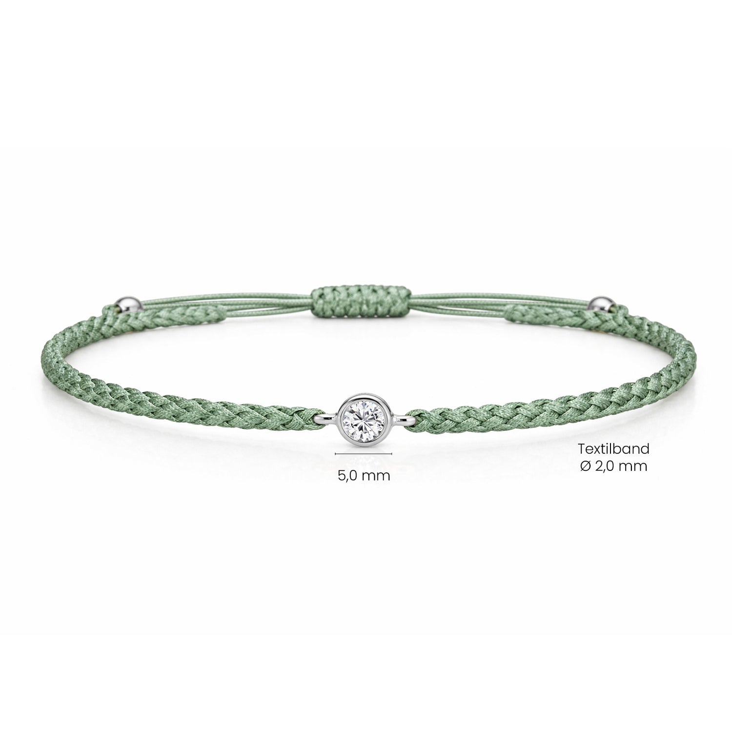 SOLEA Textilarmband grün mit 0.20 ct. Lab Grown Diamond