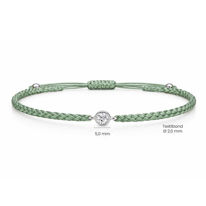 SOLEA Textilarmband grün mit 0.20 ct. Lab Grown Diamond