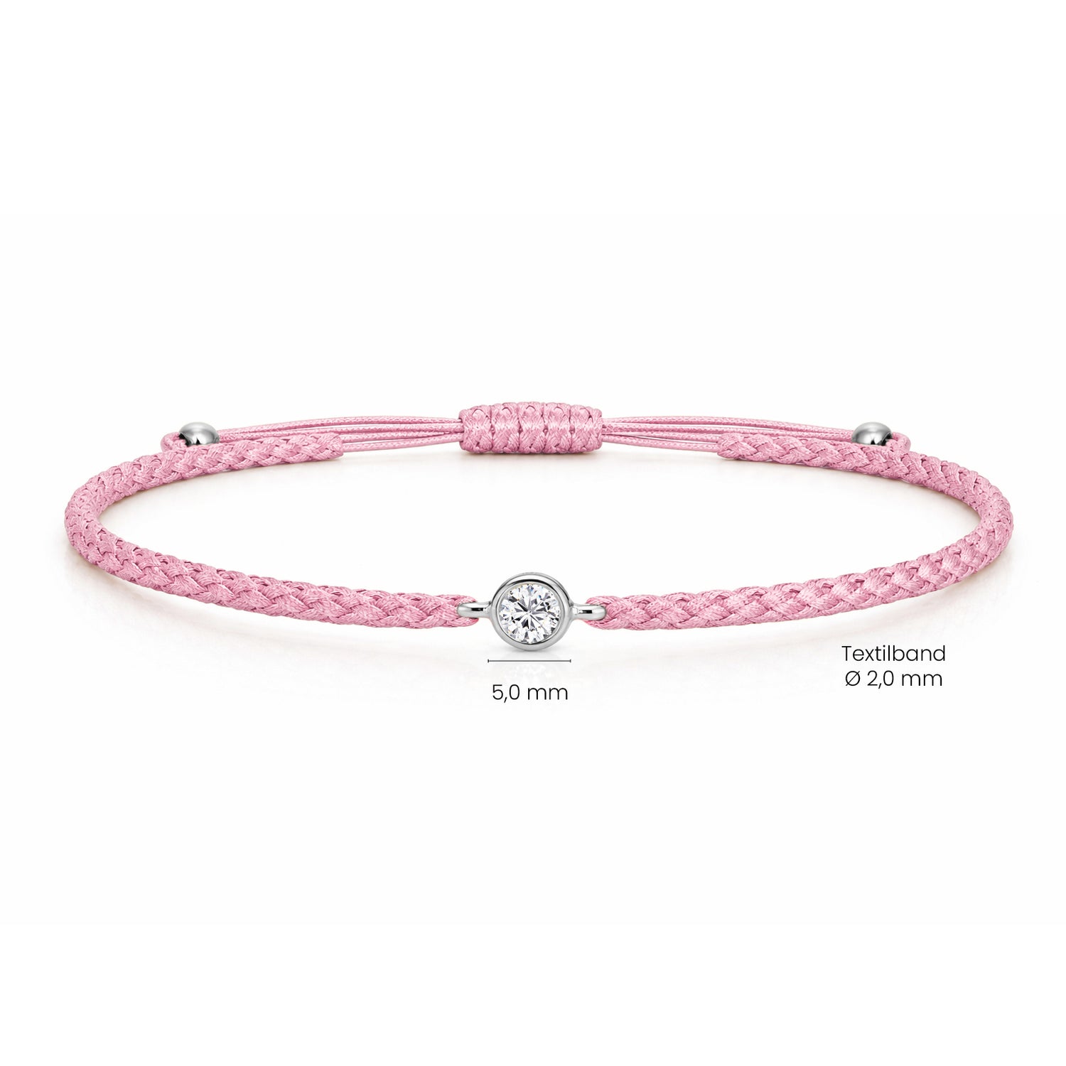 SOLEA Textilarmband rosa mit 0.20 ct. Lab Grown Diamond