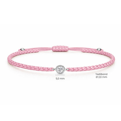 SOLEA Textilarmband rosa mit 0.20 ct. Lab Grown Diamond