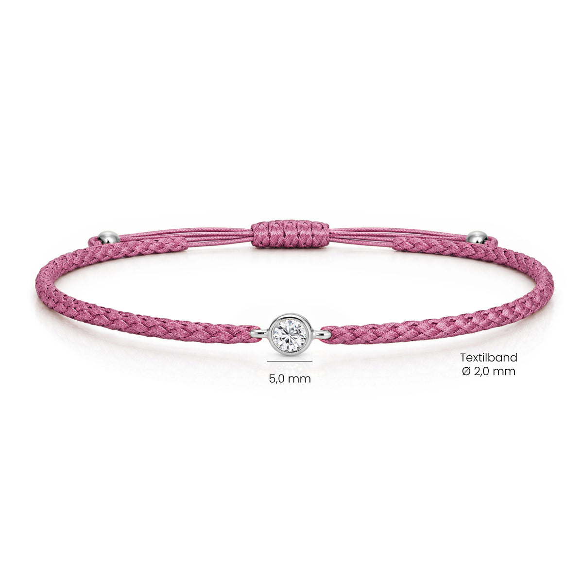 SOLEA Textilarmband berry mit 0.20 ct. Lab Grown Diamond