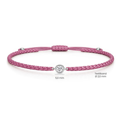 SOLEA Textilarmband berry mit 0.20 ct. Lab Grown Diamond