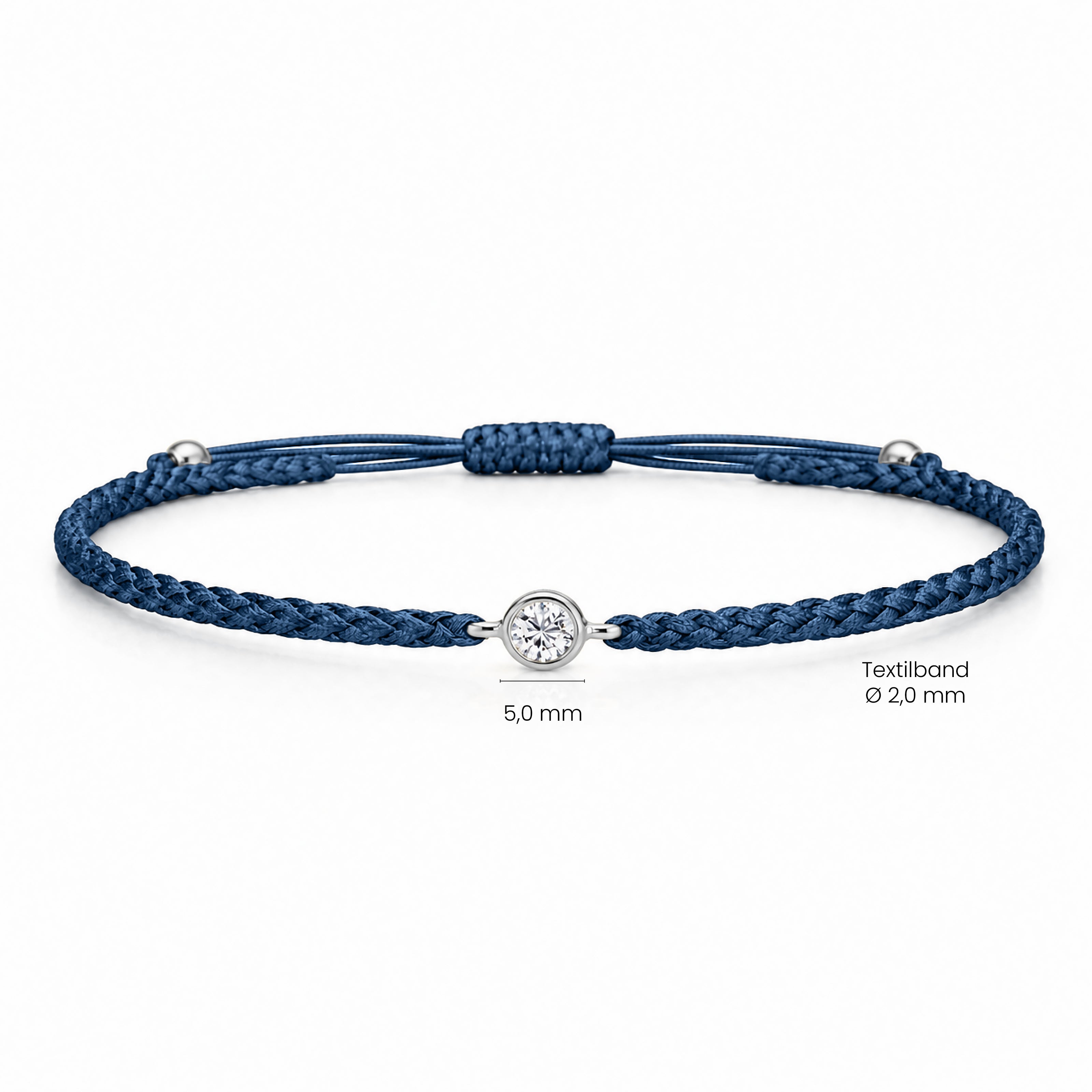 SOLEA Textilarmband dunkelblau mit 0.20 ct. Lab Grown Diamond
