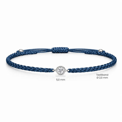 SOLEA Textilarmband dunkelblau mit 0.20 ct. Lab Grown Diamond