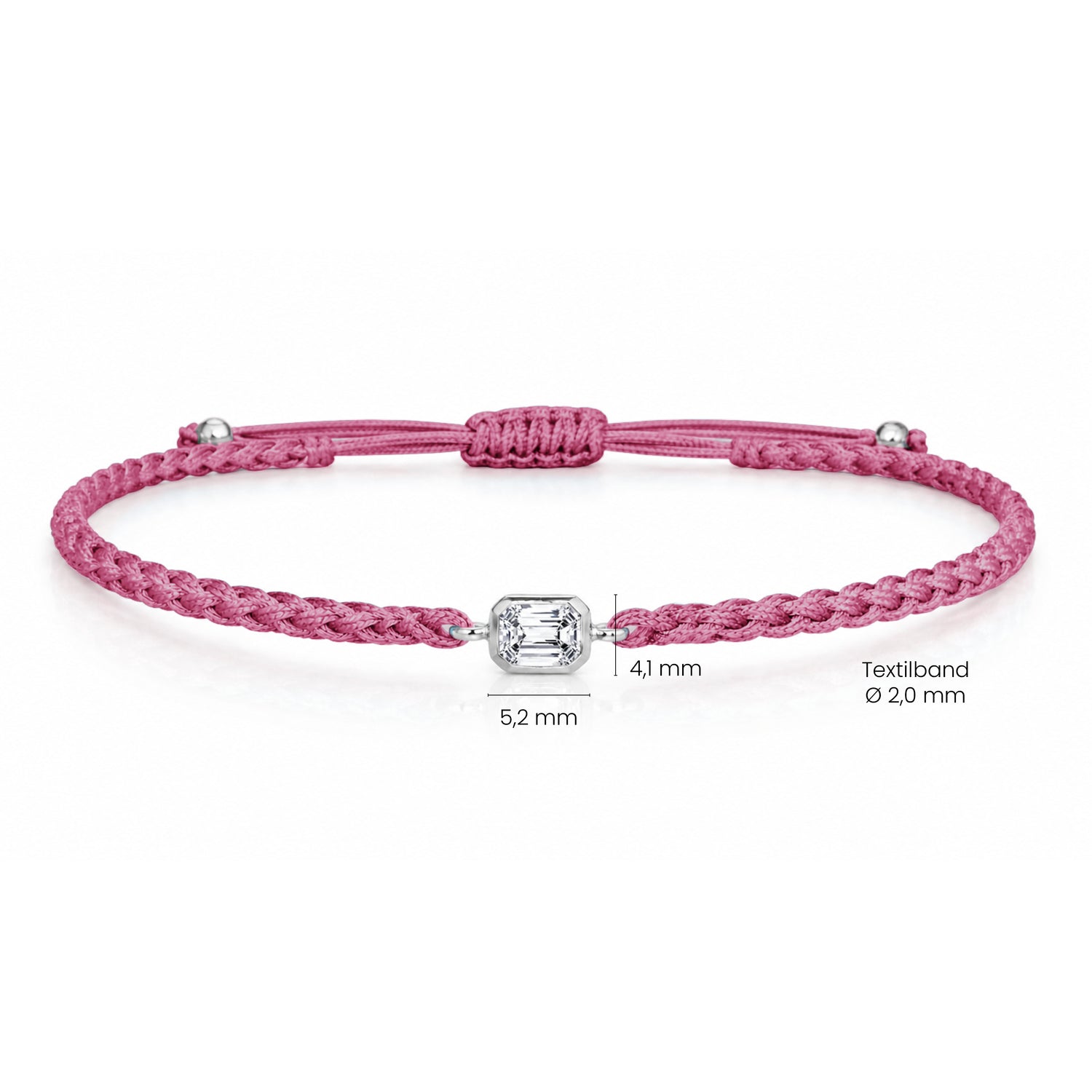 ELARA Textilarmband berry mit 0.20 ct. Lab Grown Diamond