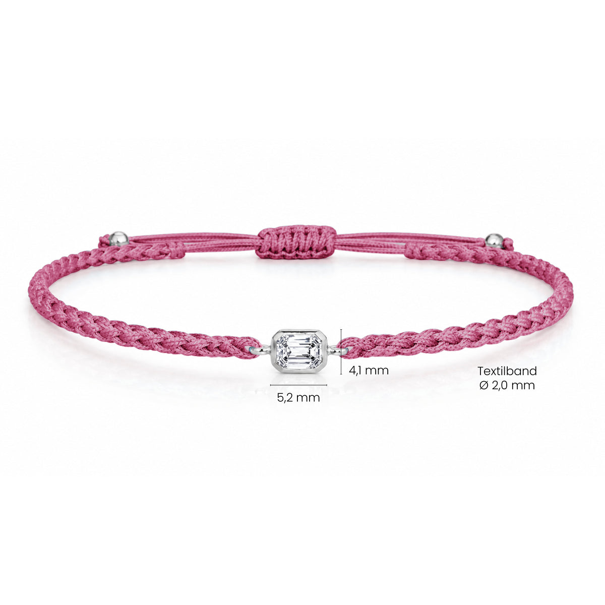 ELARA Textilarmband berry mit 0.20 ct. Lab Grown Diamond