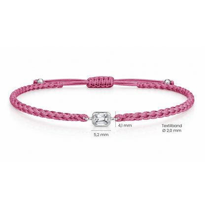 ELARA Textilarmband berry mit 0.20 ct. Lab Grown Diamond