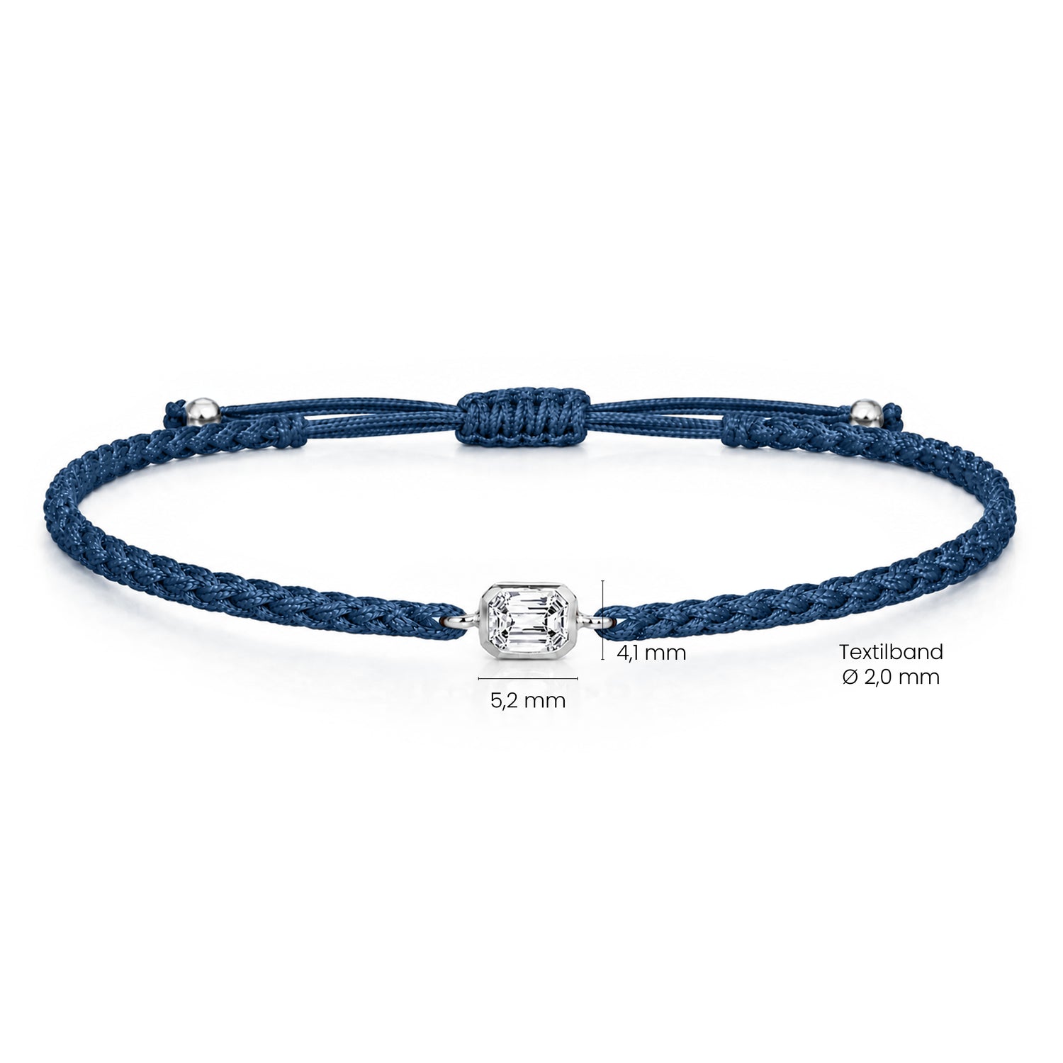 ELARA Textilarmband dunkelblau mit 0.20 ct. Lab Grown Diamond