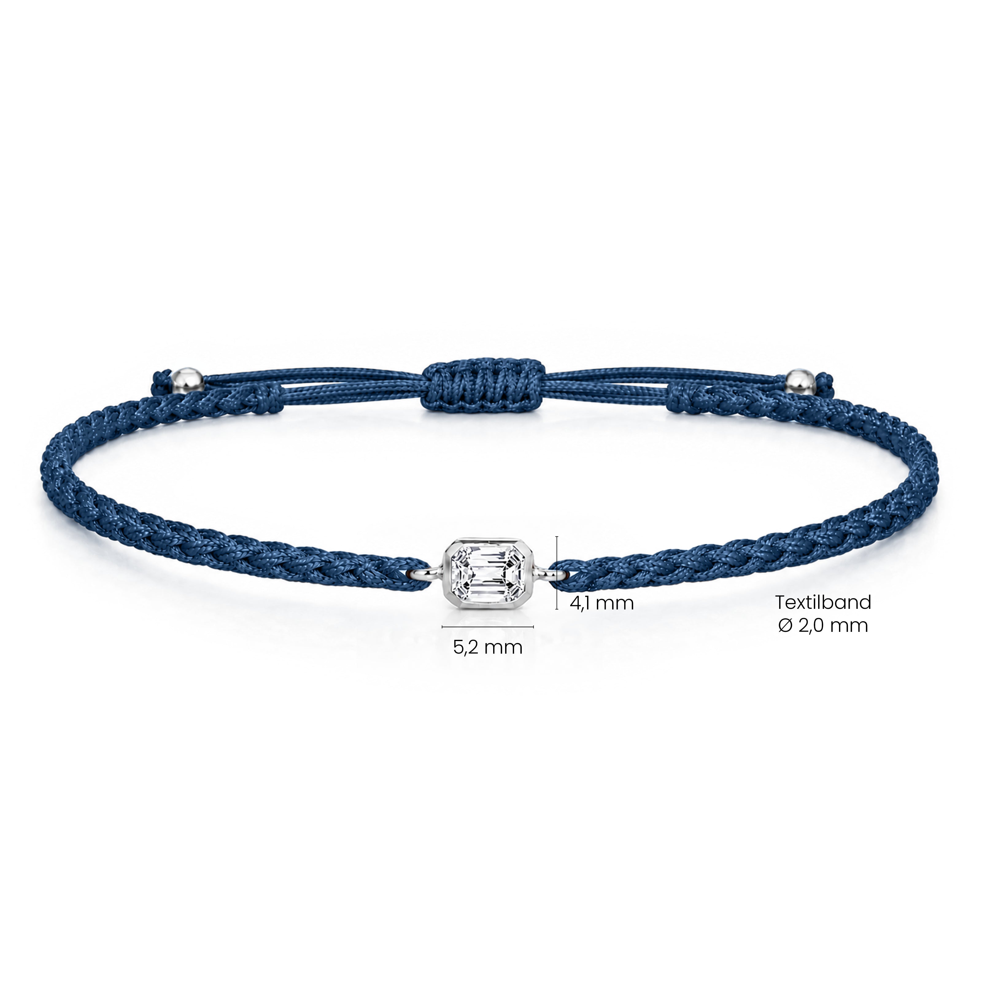 ELARA Textilarmband dunkelblau mit 0.20 ct. Lab Grown Diamond