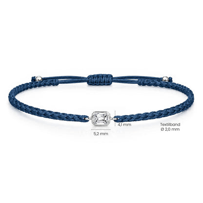 ELARA Textilarmband dunkelblau mit 0.20 ct. Lab Grown Diamond