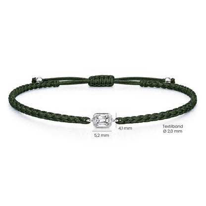 ELARA Textilarmband dunkelgrün mit 0.20 ct. Lab Grown Diamond