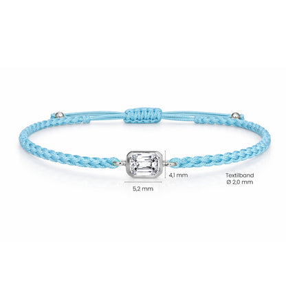 ELARA Textilarmband hellblau mit 0.20 ct. Lab Grown Diamond