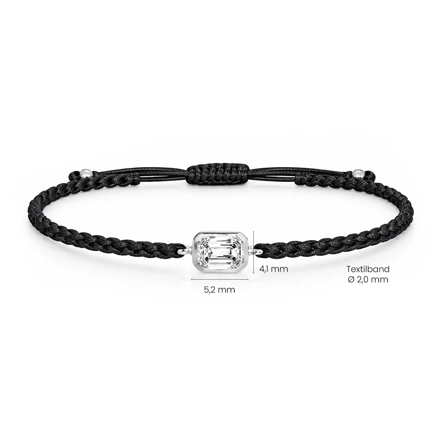 ELARA Textilarmband schwarz mit 0.20 ct. Lab Grown Diamond
