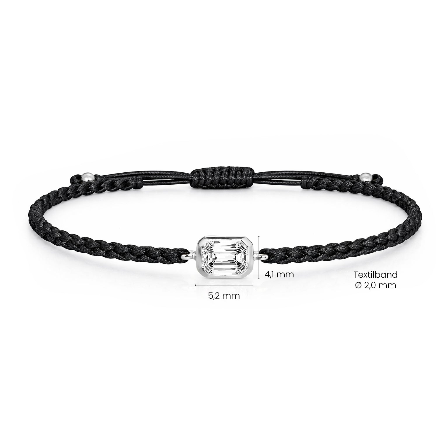 ELARA Textilarmband schwarz mit 0.20 ct. Lab Grown Diamond
