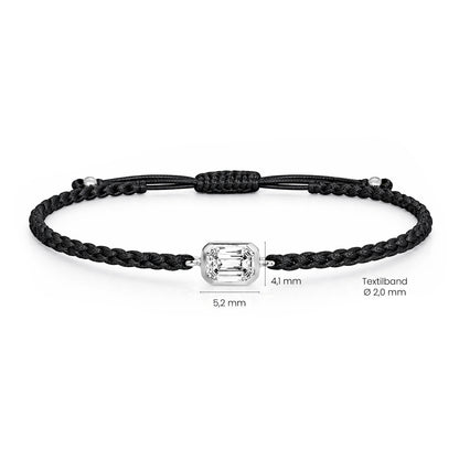 ELARA Textilarmband schwarz mit 0.20 ct. Lab Grown Diamond