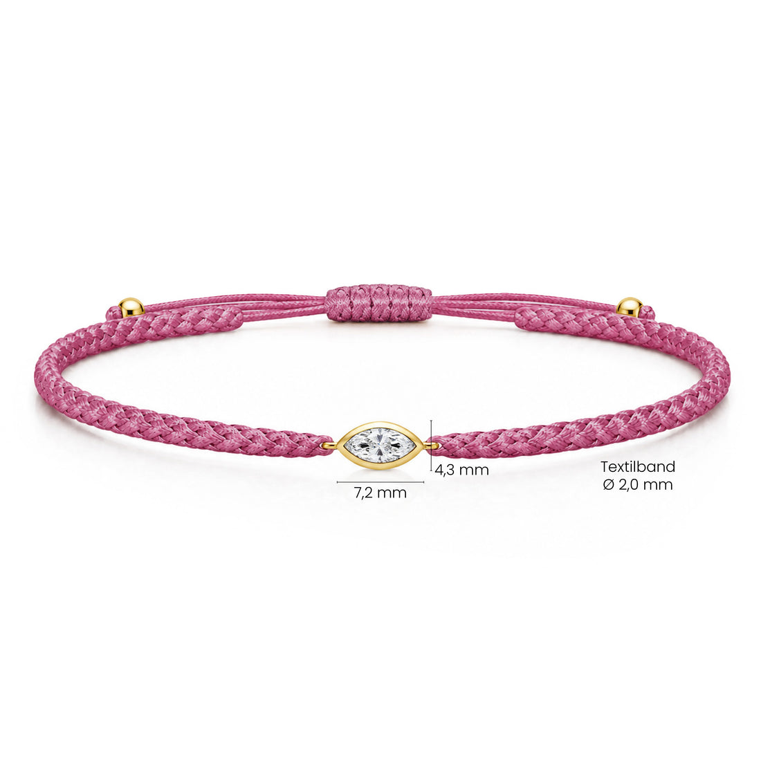 VELIA Textilarmband berry mit 0.20 ct. Lab Grown Diamond
