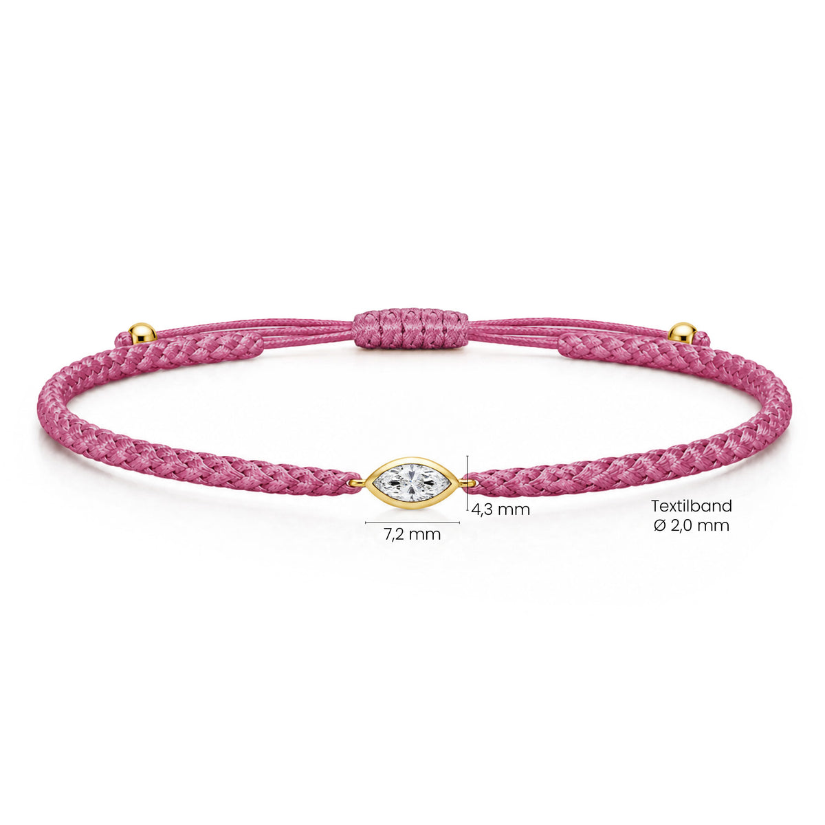 VELIA Textilarmband berry mit 0.20 ct. Lab Grown Diamond