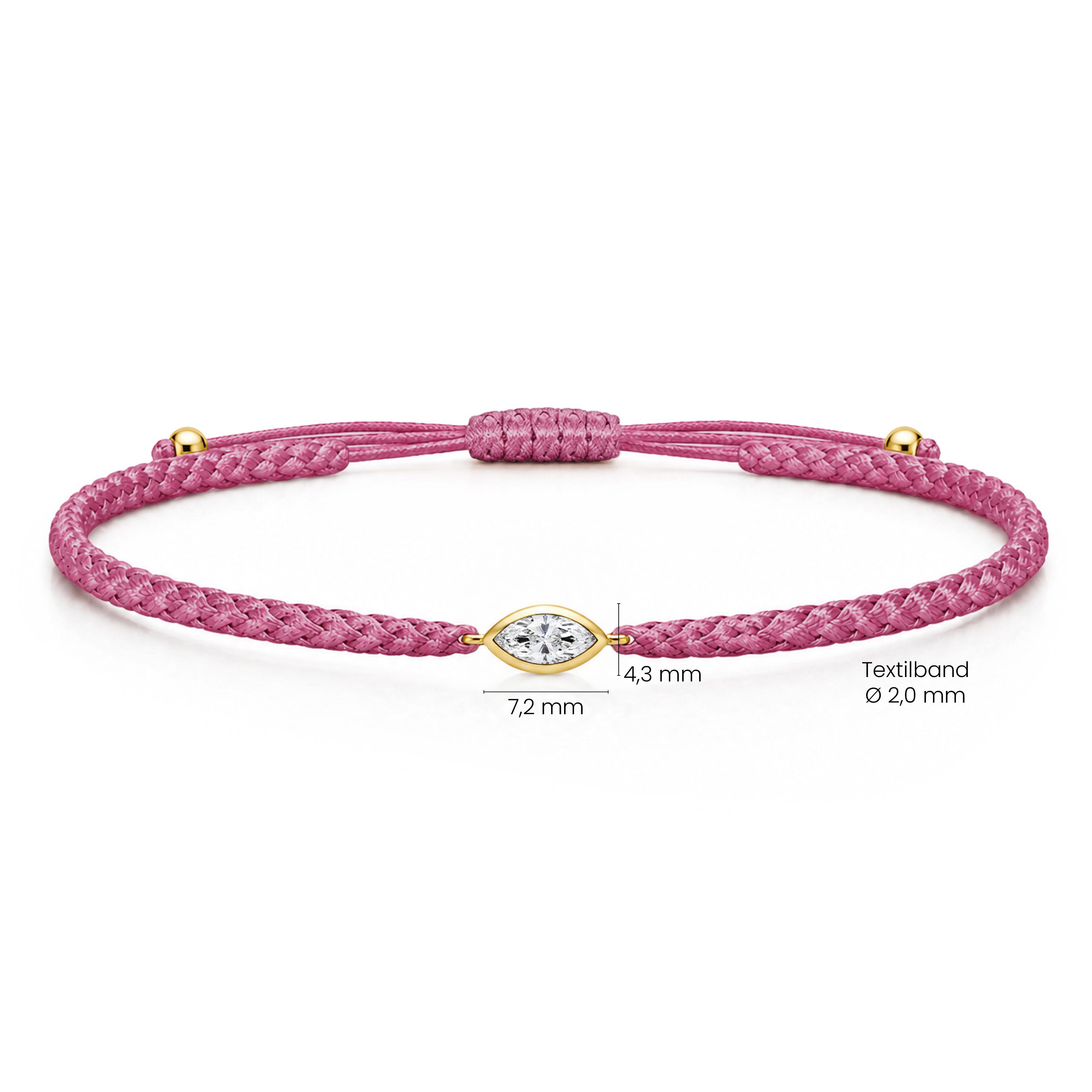 VELIA Textilarmband berry mit 0.20 ct. Lab Grown Diamond