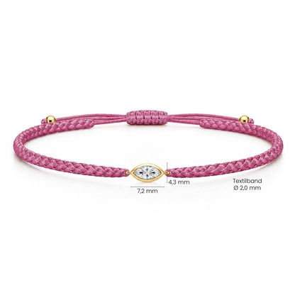VELIA Textilarmband berry mit 0.20 ct. Lab Grown Diamond