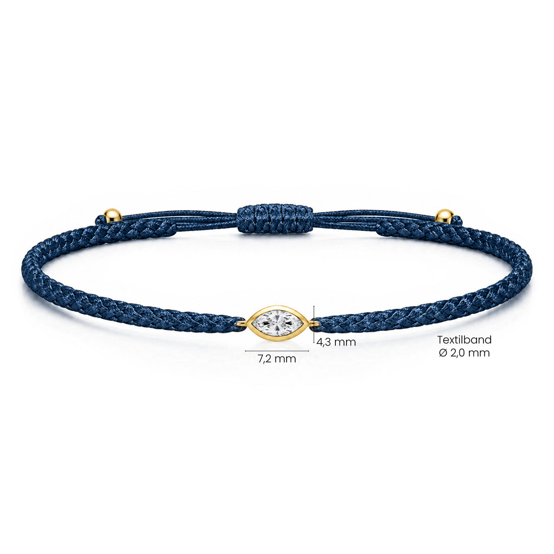 VELIA Textilarmband dunkelblau mit 0.20 ct. Lab Grown Diamond