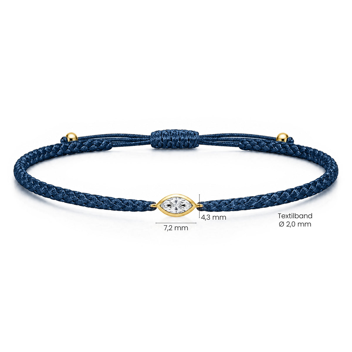 VELIA Textilarmband dunkelblau mit 0.20 ct. Lab Grown Diamond