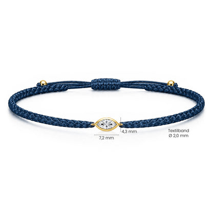VELIA Textilarmband dunkelblau mit 0.20 ct. Lab Grown Diamond