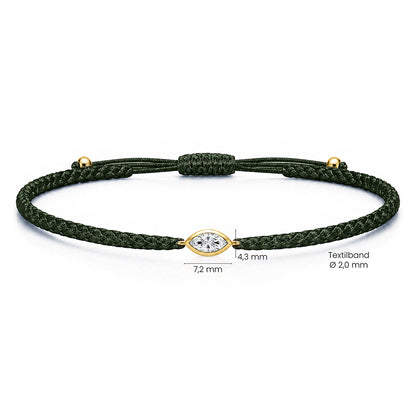 VELIA Textilarmband dunkelgrün mit 0.20 ct. Lab Grown Diamond
