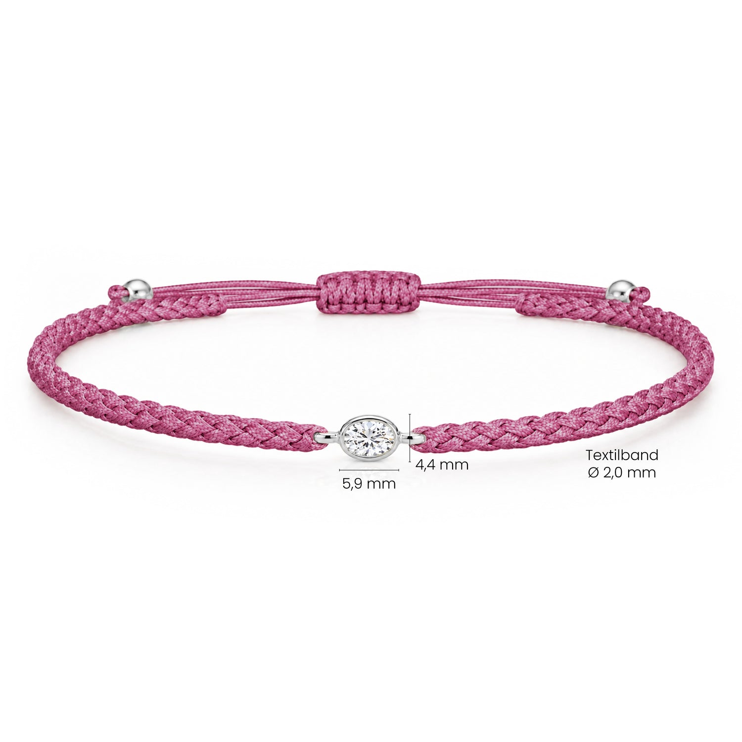 ORELIA Textilarmband berry mit 0.20 ct. Lab Grown Diamond