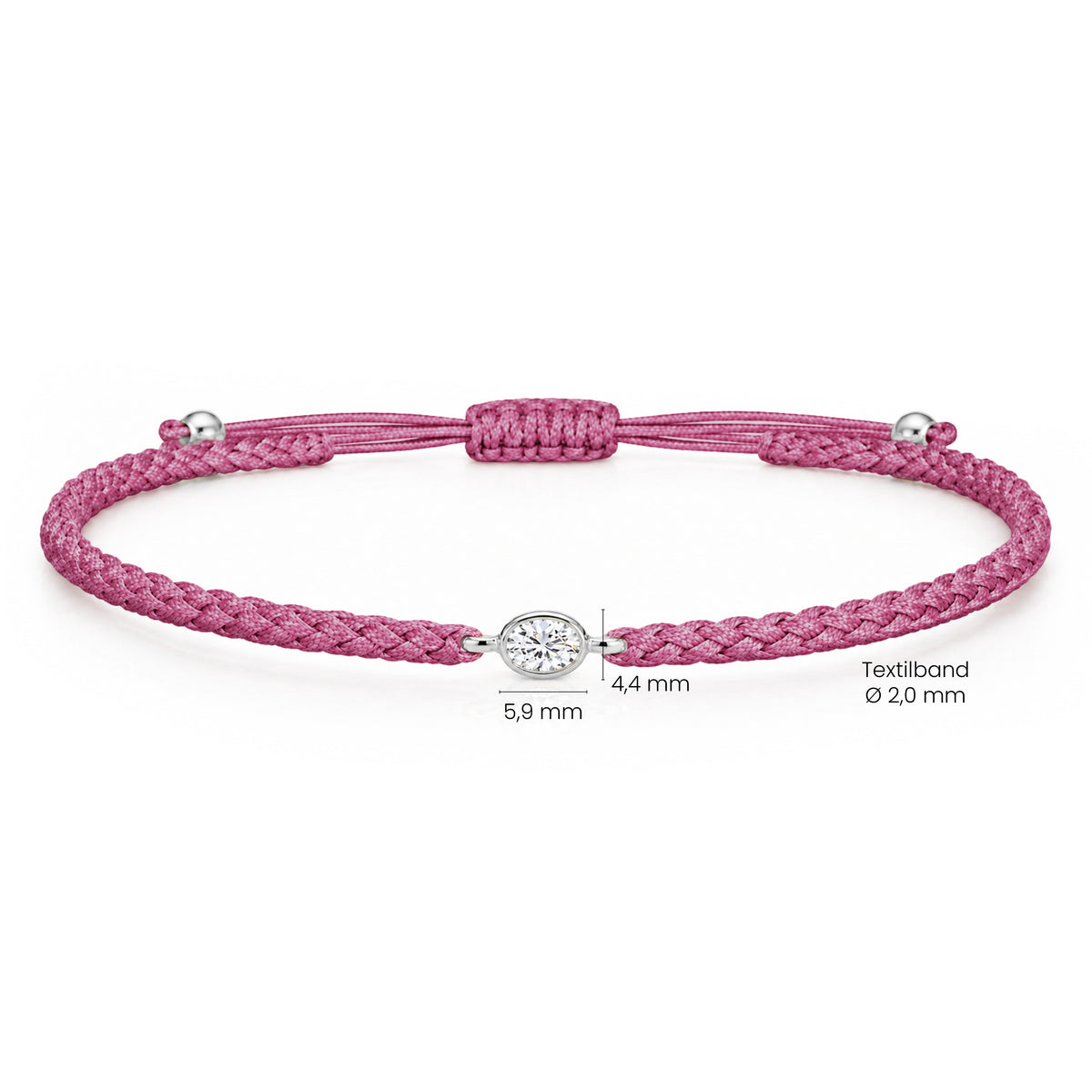 ORELIA Textilarmband berry mit 0.20 ct. Lab Grown Diamond